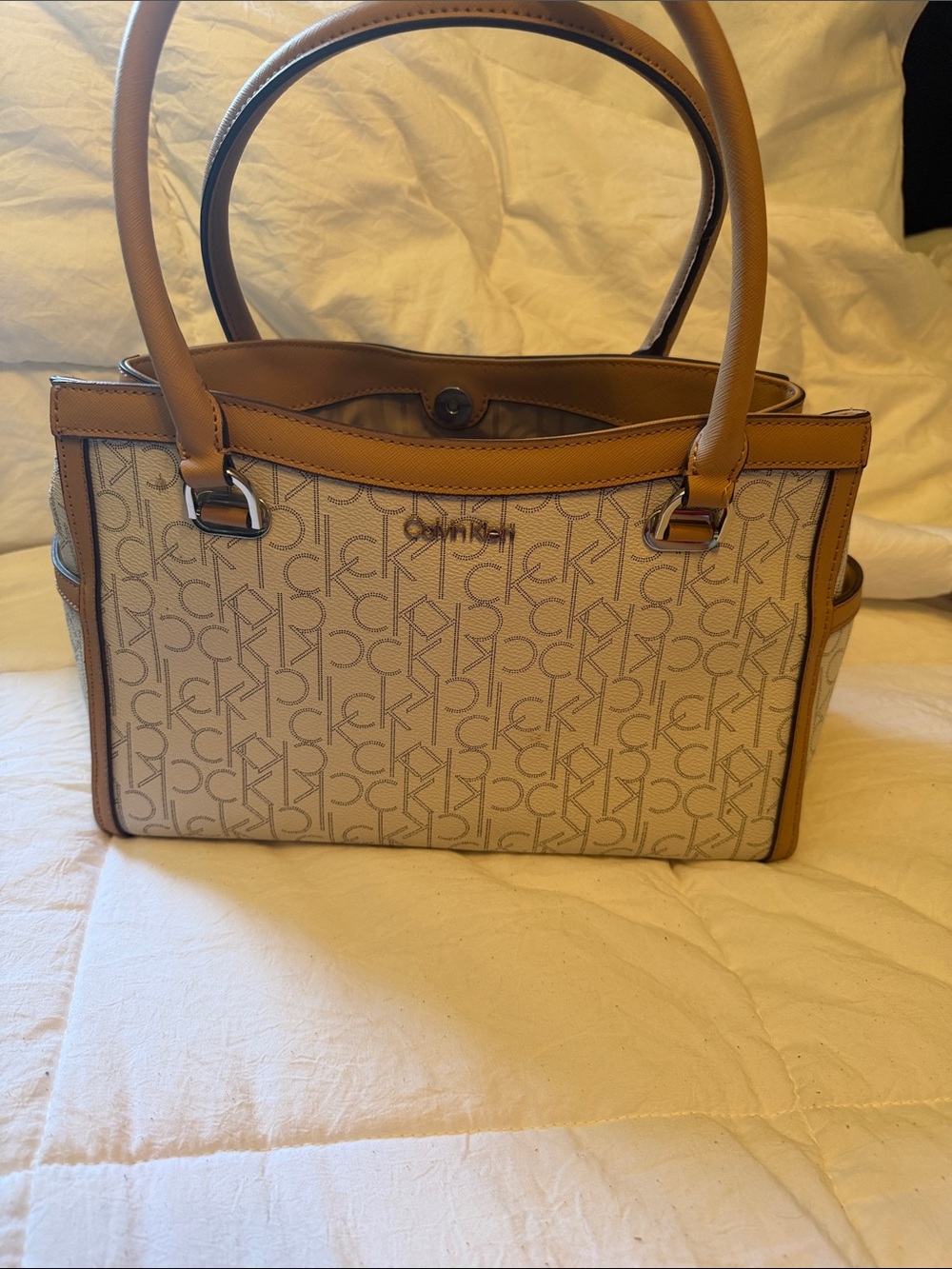 Calvin Klein Beige & Tan Monogram Tote